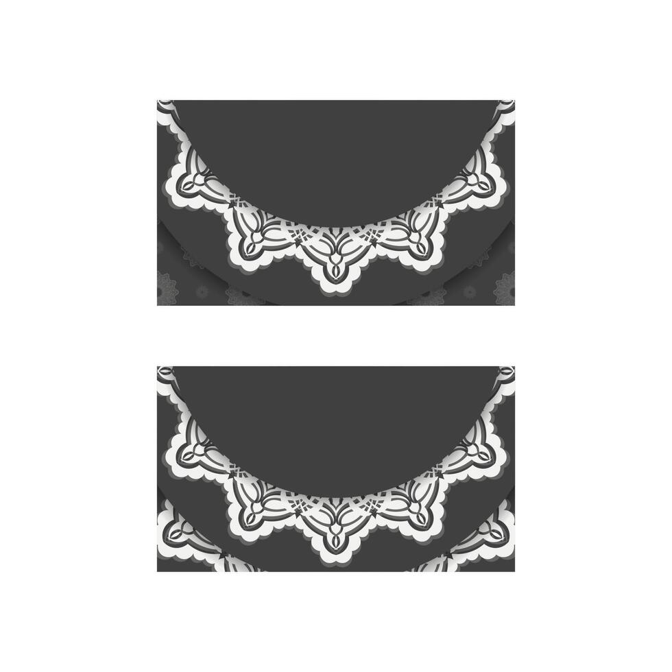 Black business card with luxurious white ornaments for your personality. vector