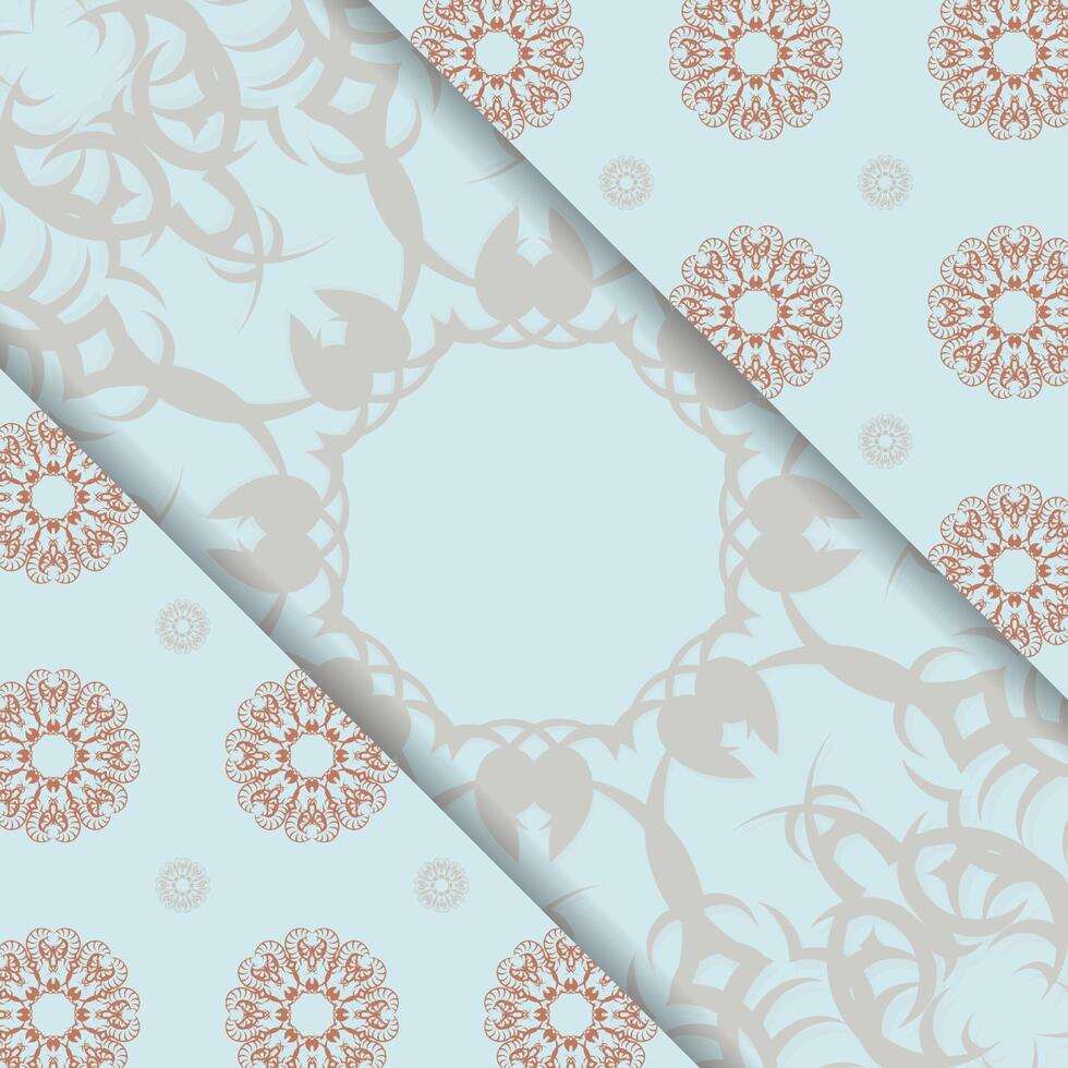 The postcard is aquamarine in color with a luxurious coral ornament, ready for printing. vector