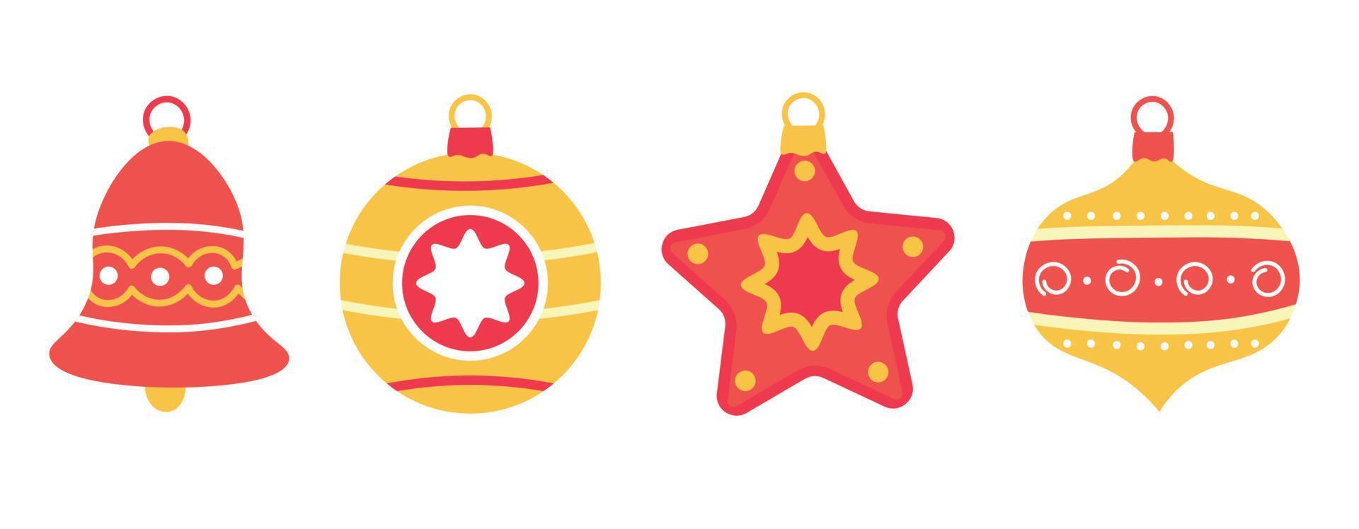 Vector Set of Holiday Christmas Decorations for Christmas Tree