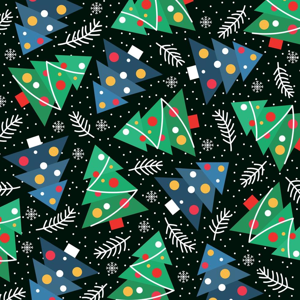 Decorative Holiday Colorful Background with Christmas Trees and Snowflakes vector