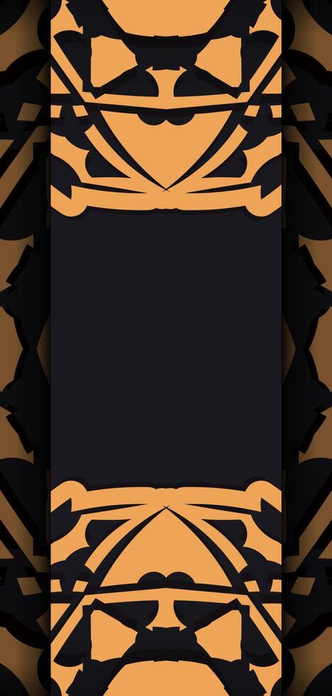 Dark Color Greeting Brochure with Orange Luxurious Ornament vector