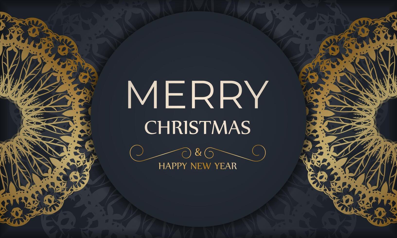 Dark blue Happy New Year Brochure template with luxury blue pattern vector