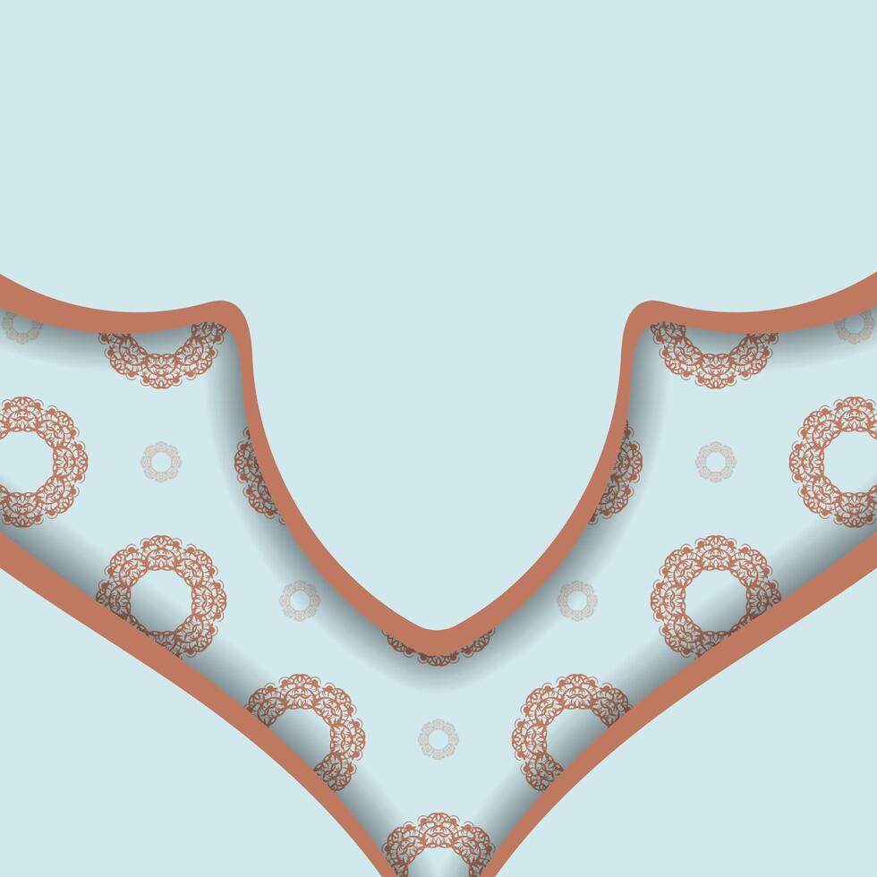 Aquamarine card with abstract coral ornament prepared for typography. vector