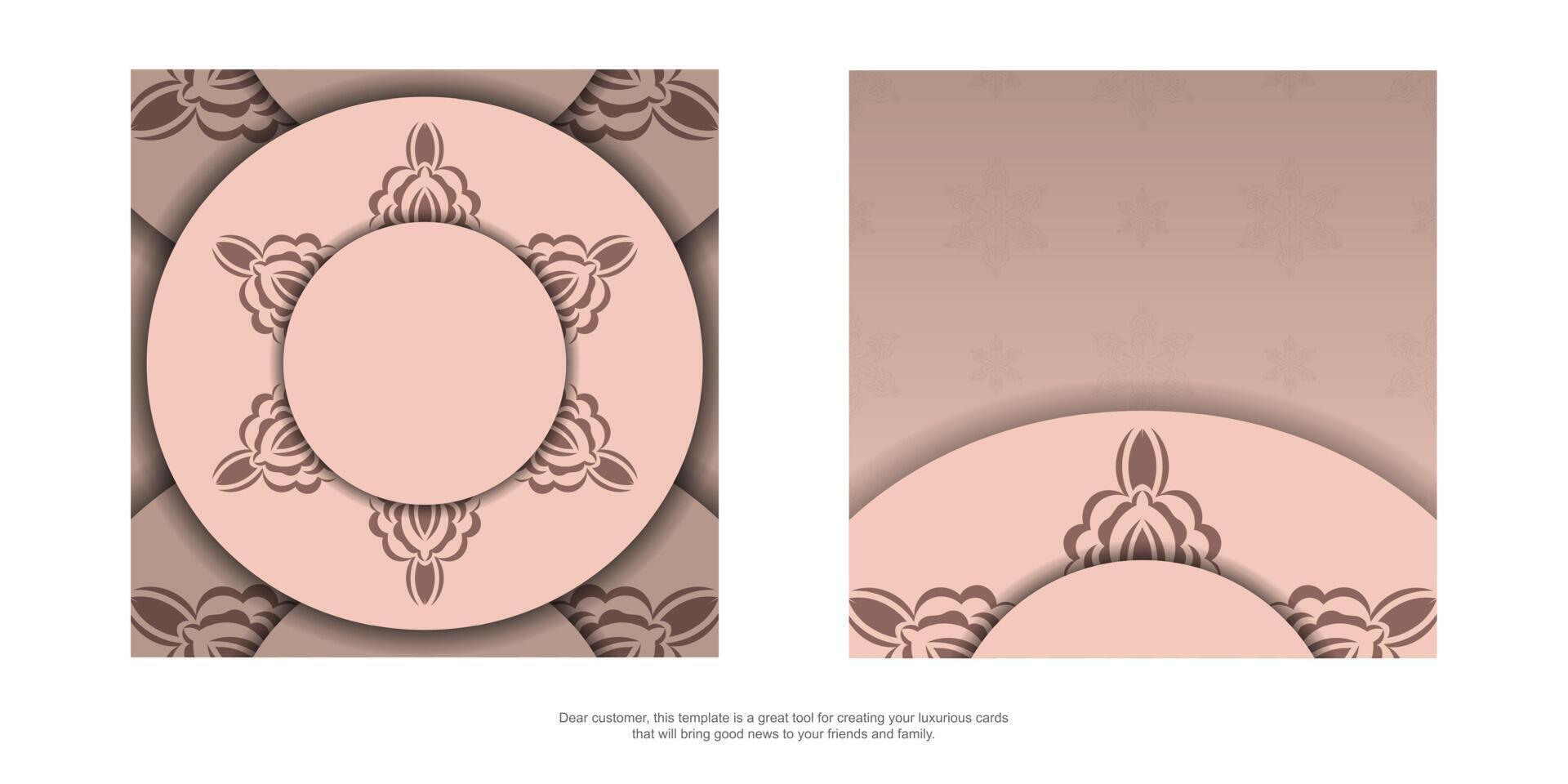 folleto rosa ornamental vintage para su marca. vector