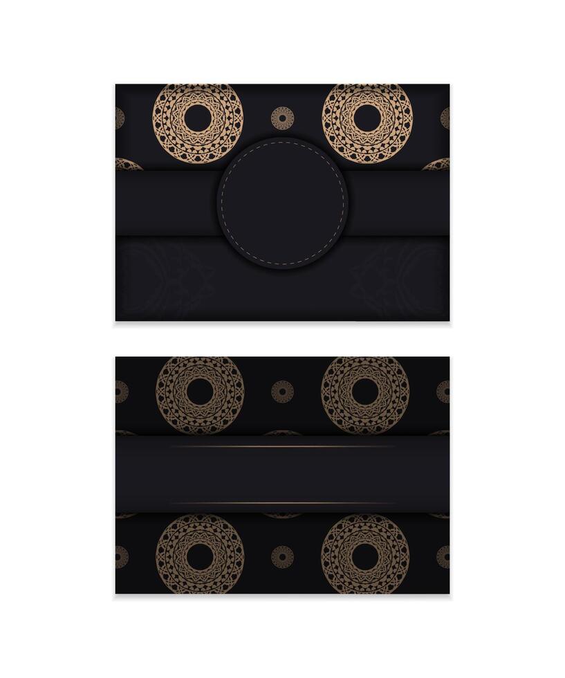 Black color brochure with brown abstract pattern vector