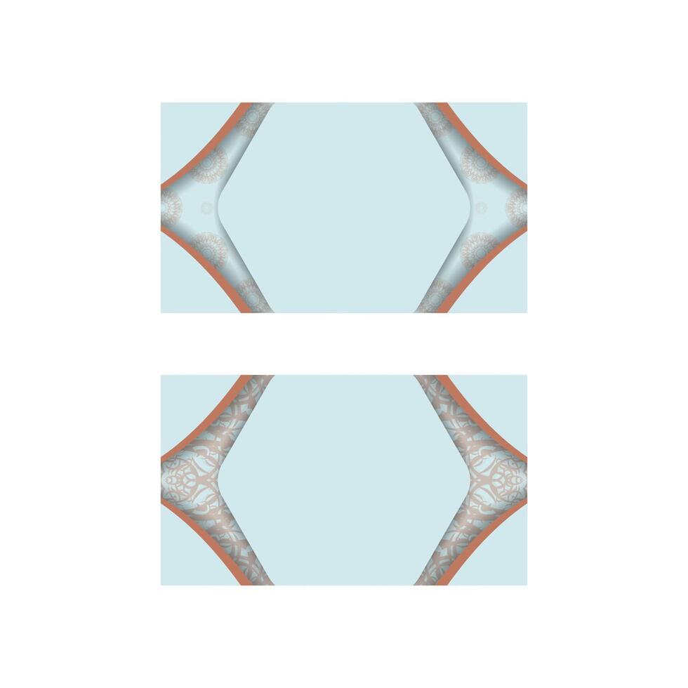 Abstract coral pattern aquamarine business card for your contacts. vector