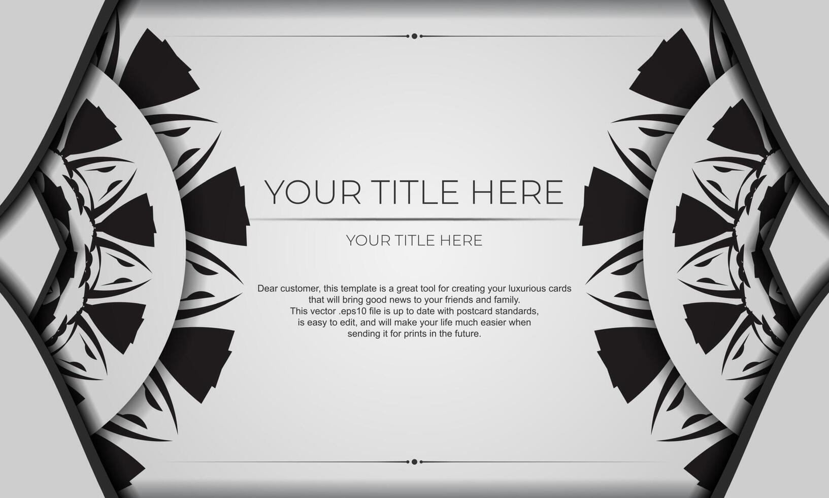 Black and white floral design with a place for your text vector