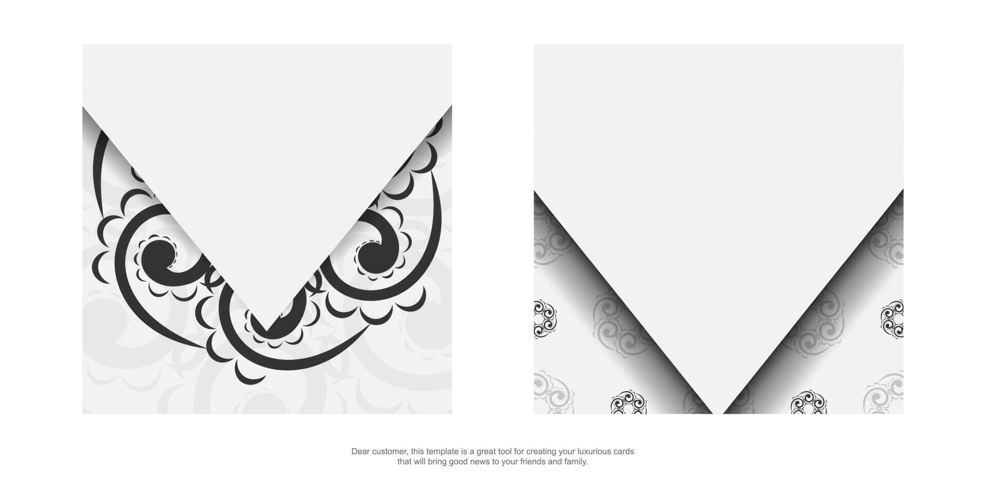 White greeting card with black luxury pattern vector