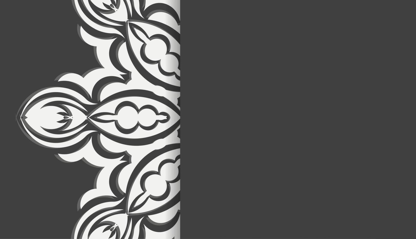 Black banner with mandala white ornament and place for your text vector