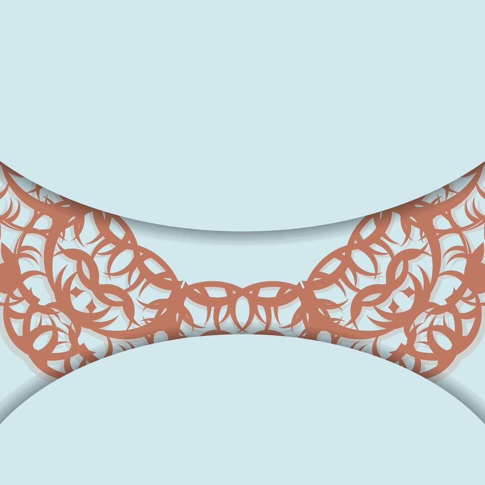 Brochure in aquamarine color with luxurious coral ornaments for your design. vector