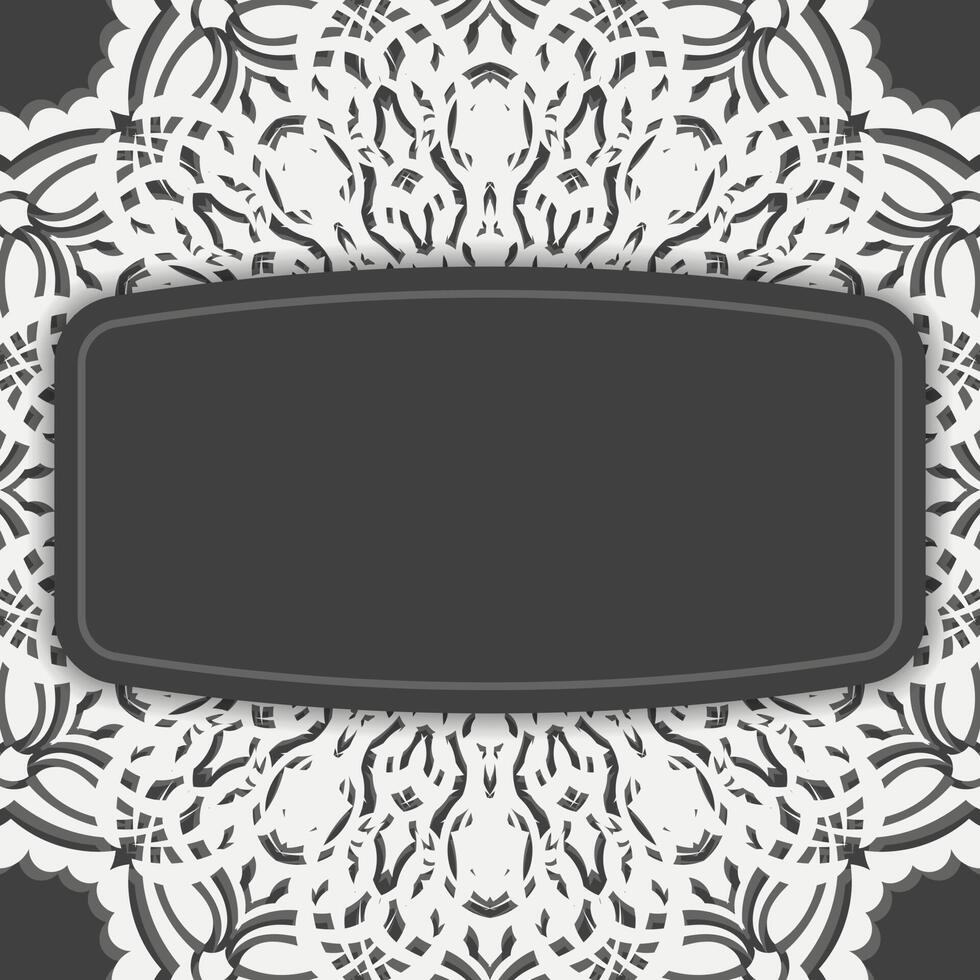 Black brochure with luxurious white ornaments for your congratulations. vector