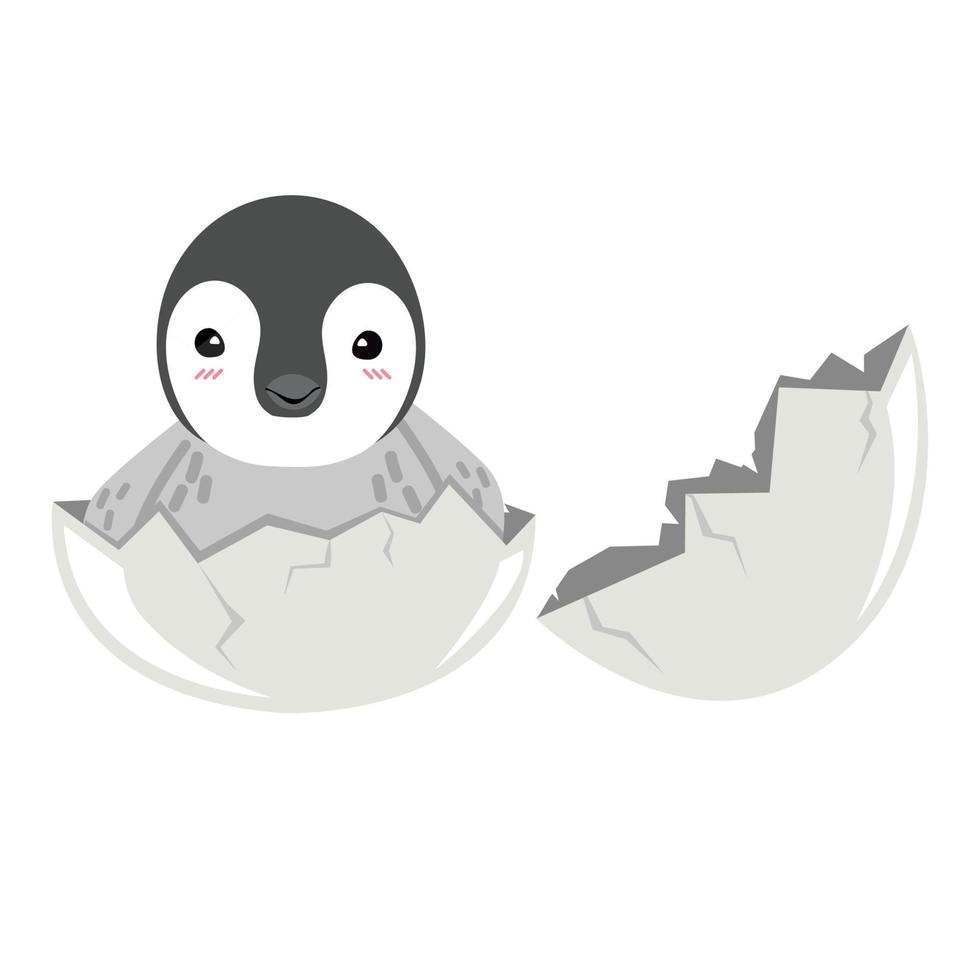 lindo pingüino en dibujos animados de vector de huevo