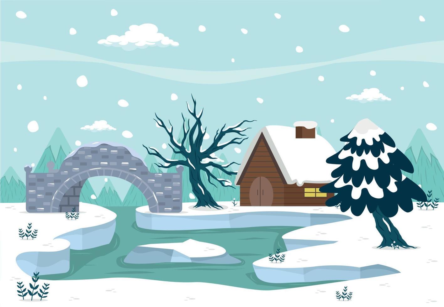 winter Arctic landscape North pole background vector