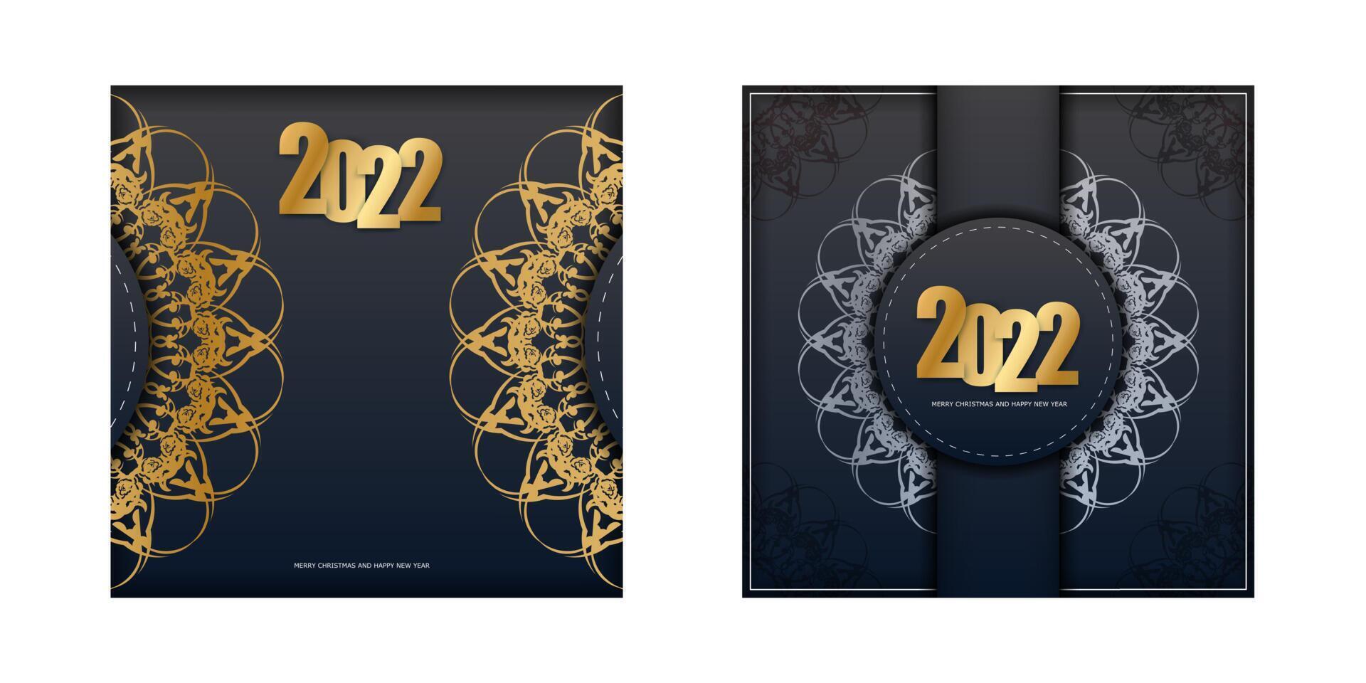 Two black and gold new year cards with gold numbers vector