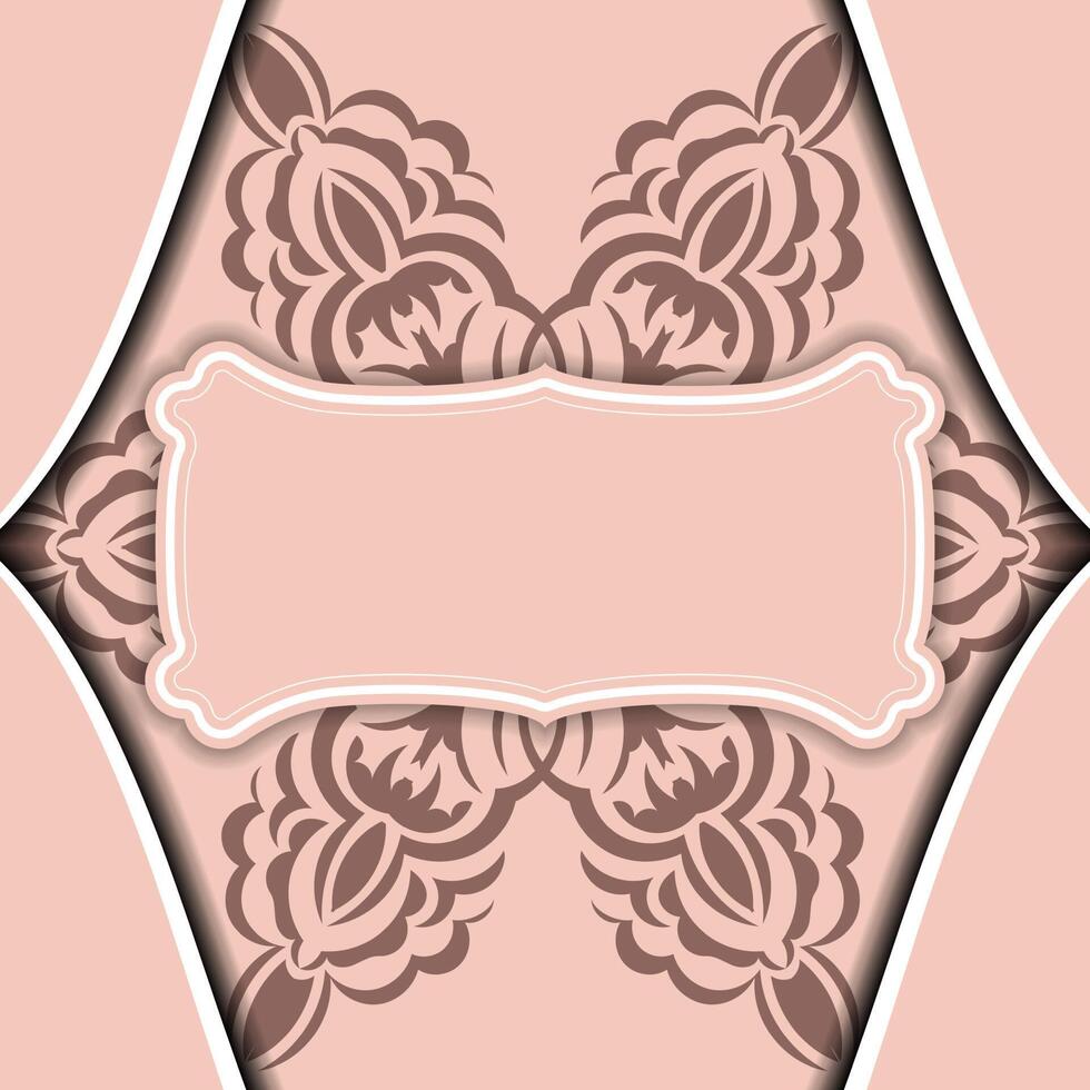 A pink and brown background with an ornate design vector