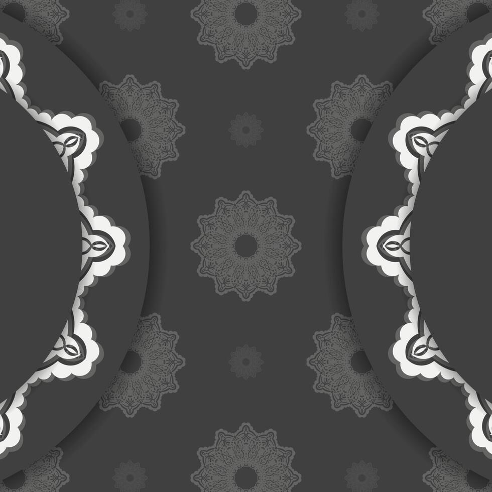 Postcard in black with Indian white pattern prepared for typography. vector