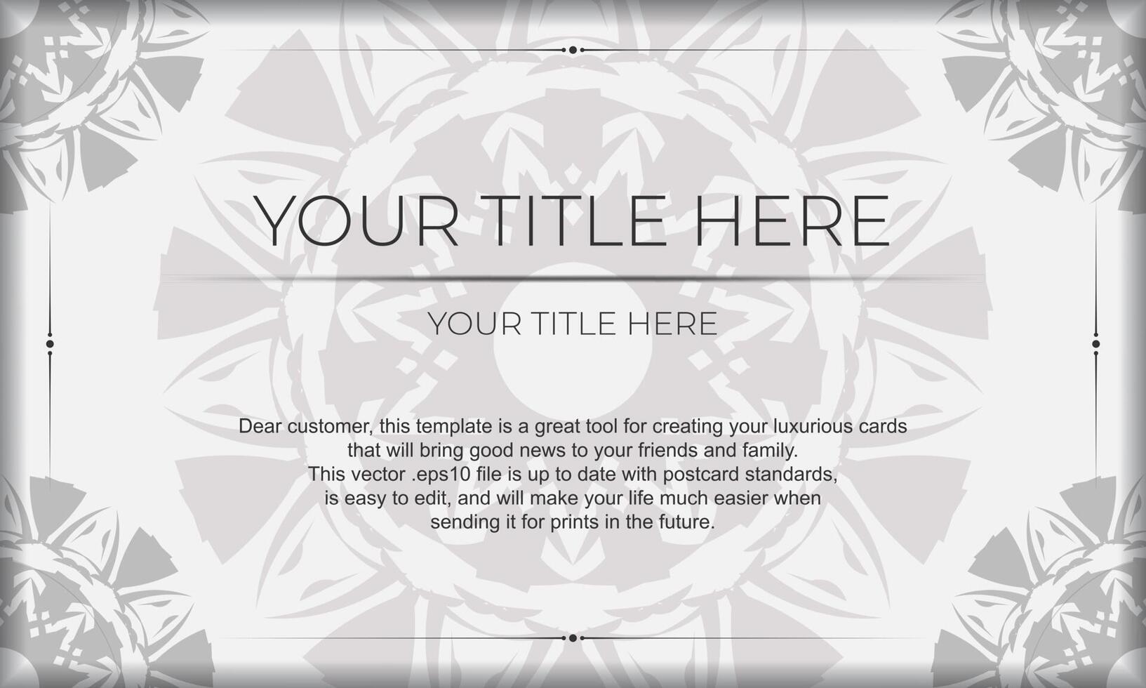 White background with vintage ornaments and place for your logo and text. Postcard design with Greek ornaments. vector