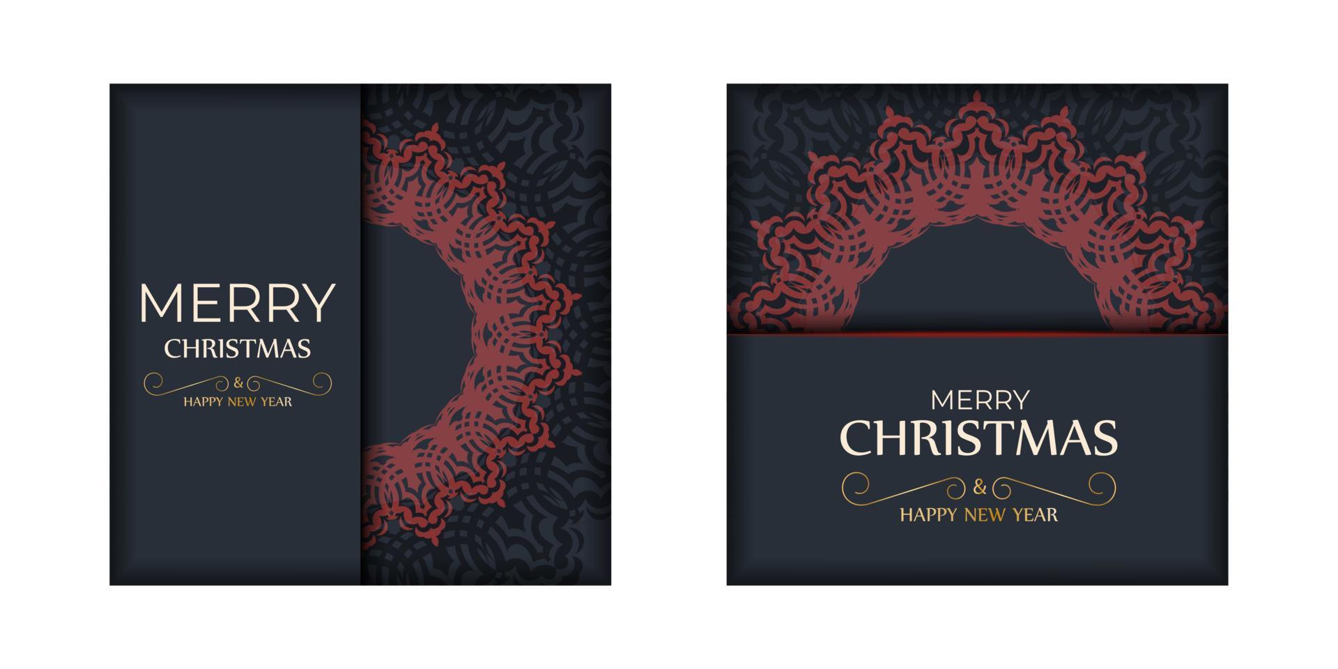 Merry Christmas Ready-to-print gray color greeting card design with red patterns. Vector Poster Template Happy New Year and Winter Ornament.