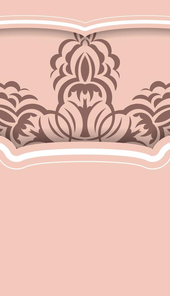 Postcard in pink color with a vintage pattern for your congratulations. vector