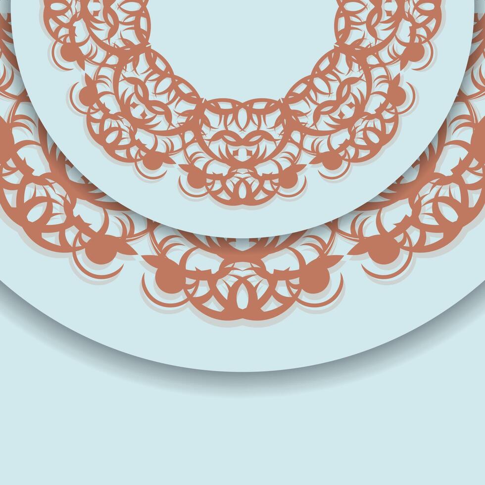 Aquamarine color card with Indian coral designs for your brand. vector