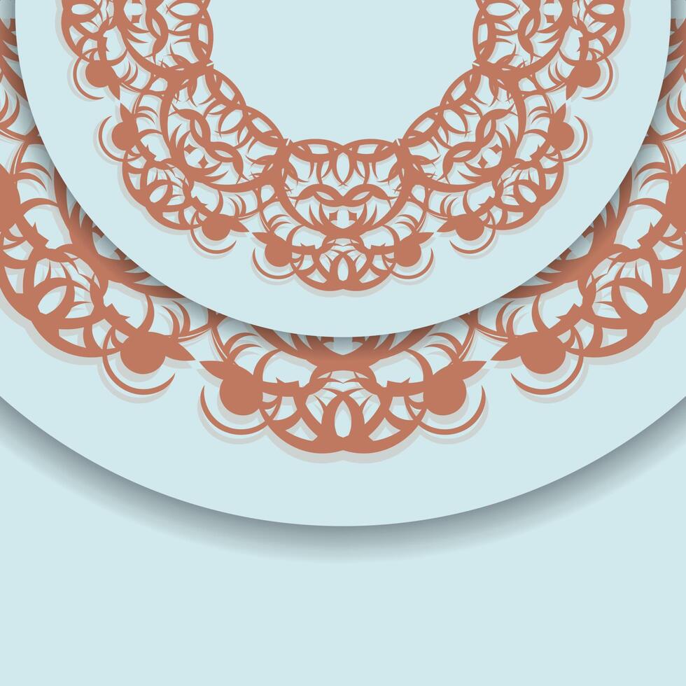 Aquamarine color card with Indian coral designs for your brand. vector