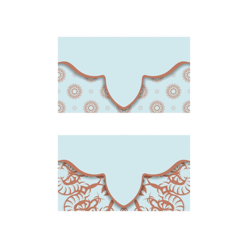 Business card in aquamarine color with luxurious coral ornaments for your personality. vector