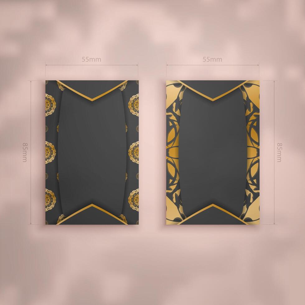 Presentable business card in black with luxurious gold ornaments for your brand. vector