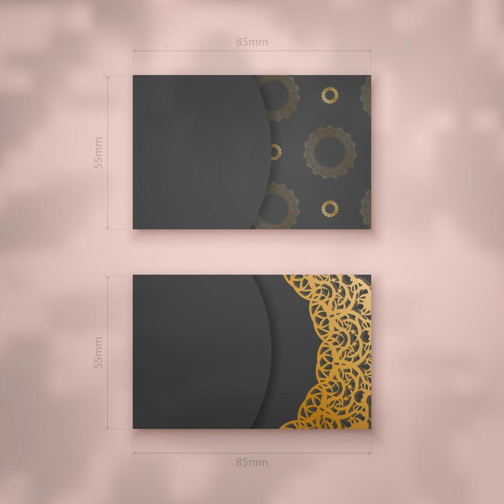 Presentable business card in black with vintage gold ornaments for your brand. vector