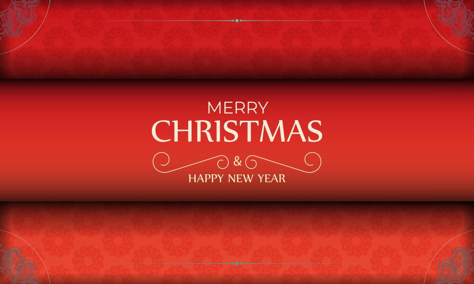 Red color happy new year flyer with winter burgundy ornament vector