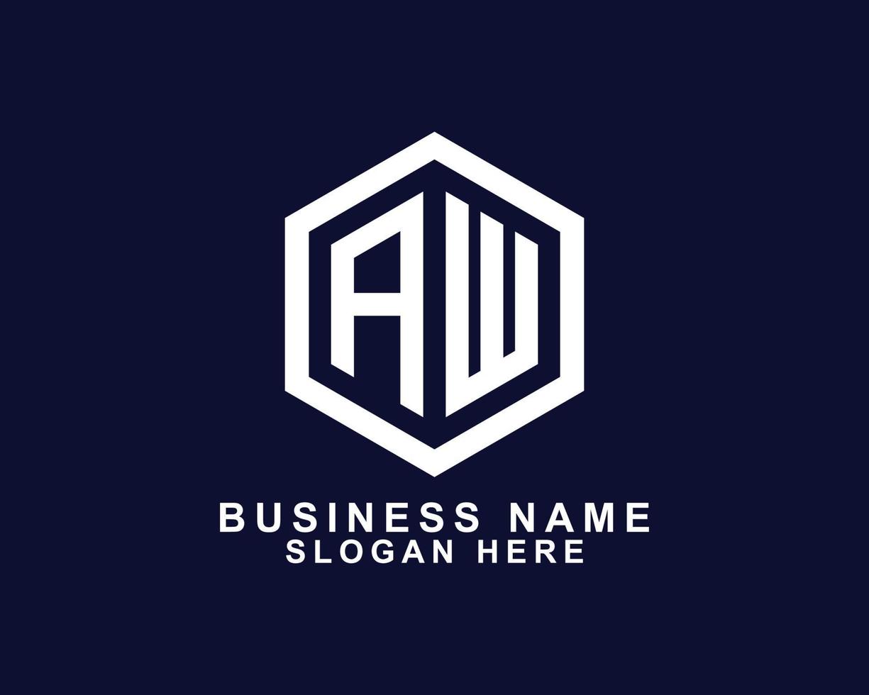 AW WA logo design vector template