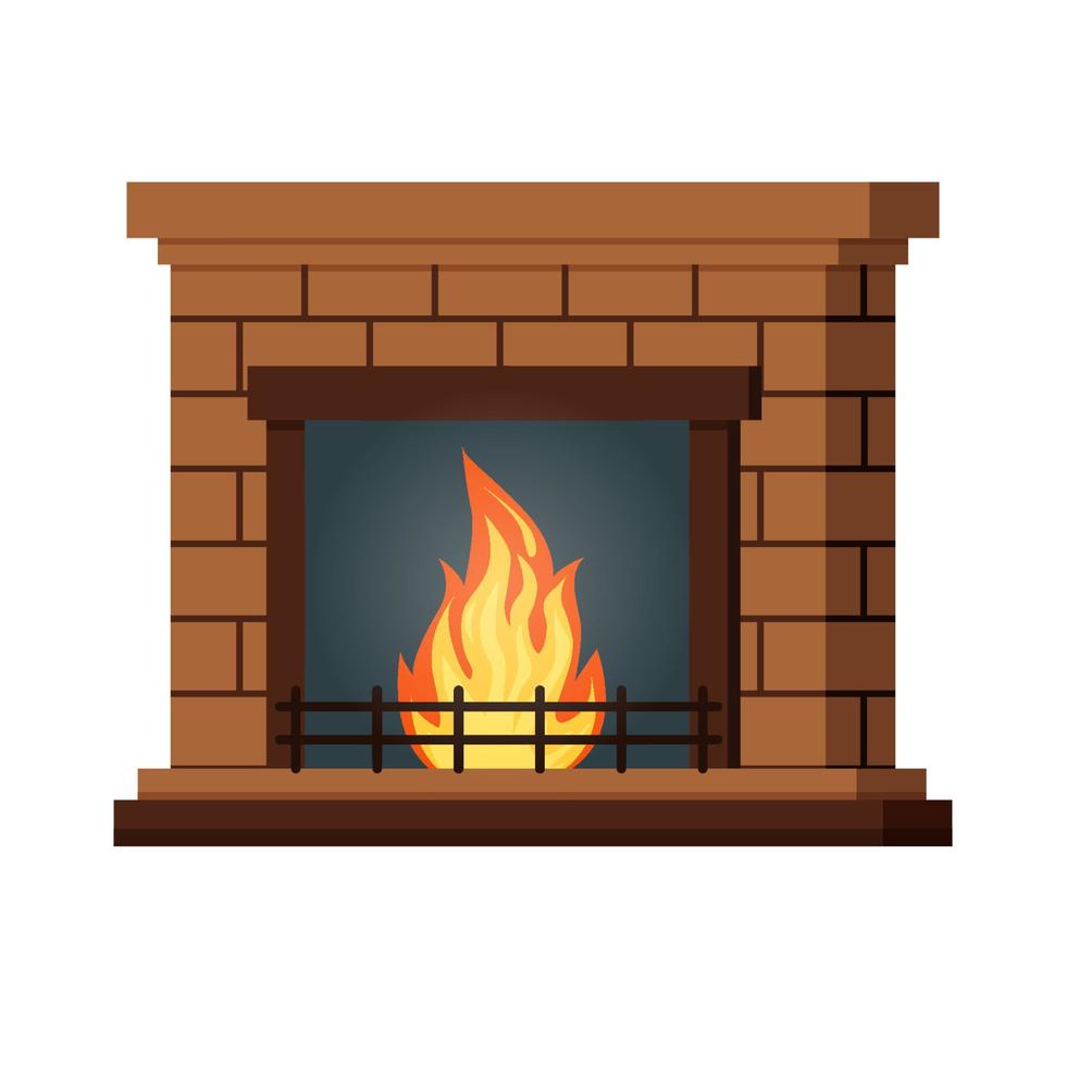 Isolated icon of fireburning fireplace closeup on white background. vector