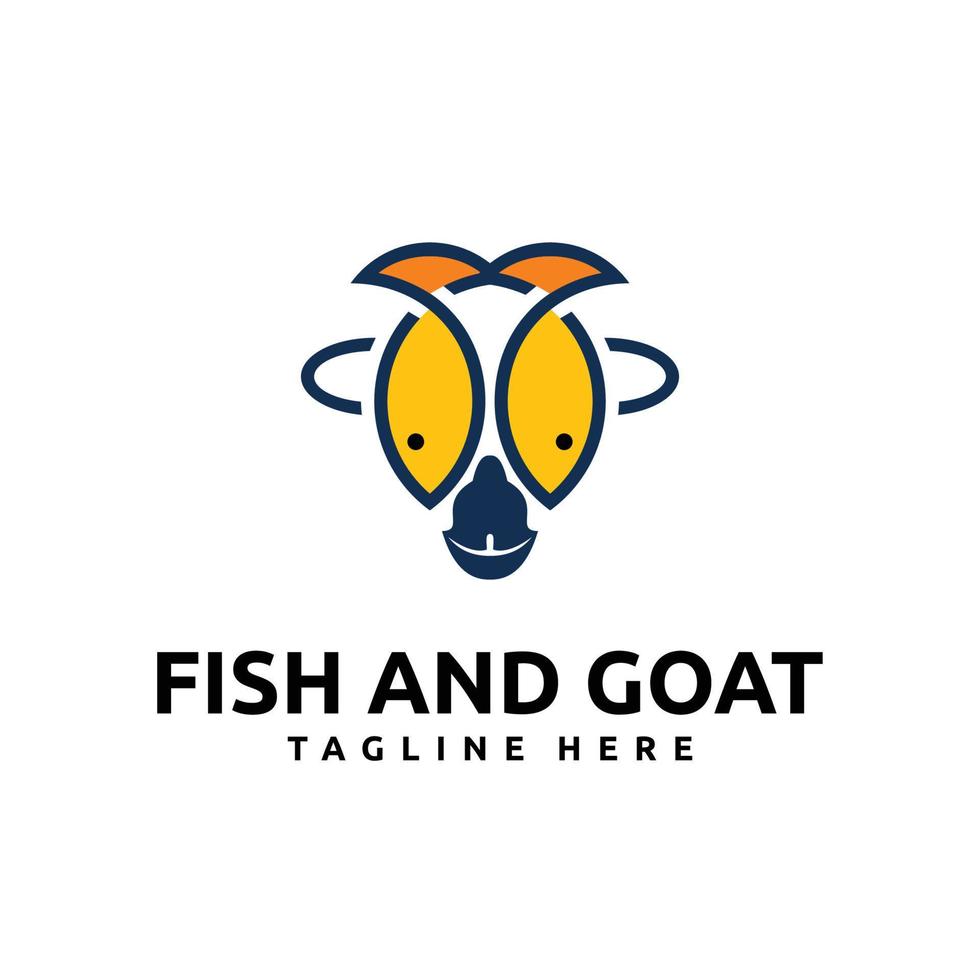 Fish and goat logo for business company logo vector icon emblem label