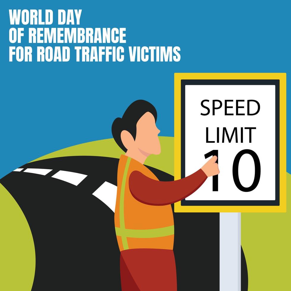 illustration vector graphic of officers are installing road signs, perfect for international day, remembrance for road traffic victims, celebrate, greeting card, etc.
