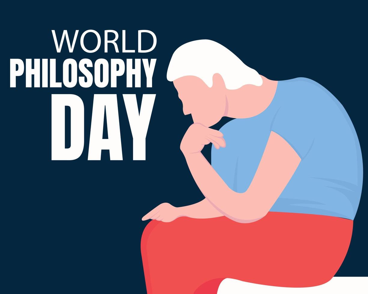 illustration vector graphic of a man is thinking and sitting, perfect for international day, world philosophy day, celebrate, greeting card, etc.