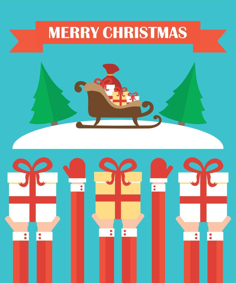 Modern concept flat design,Merry Christmas vector