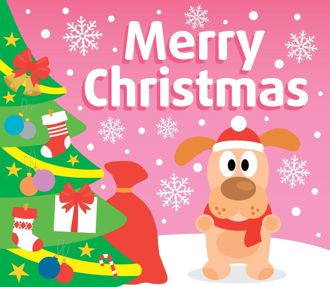 Christmas background card with dog vector