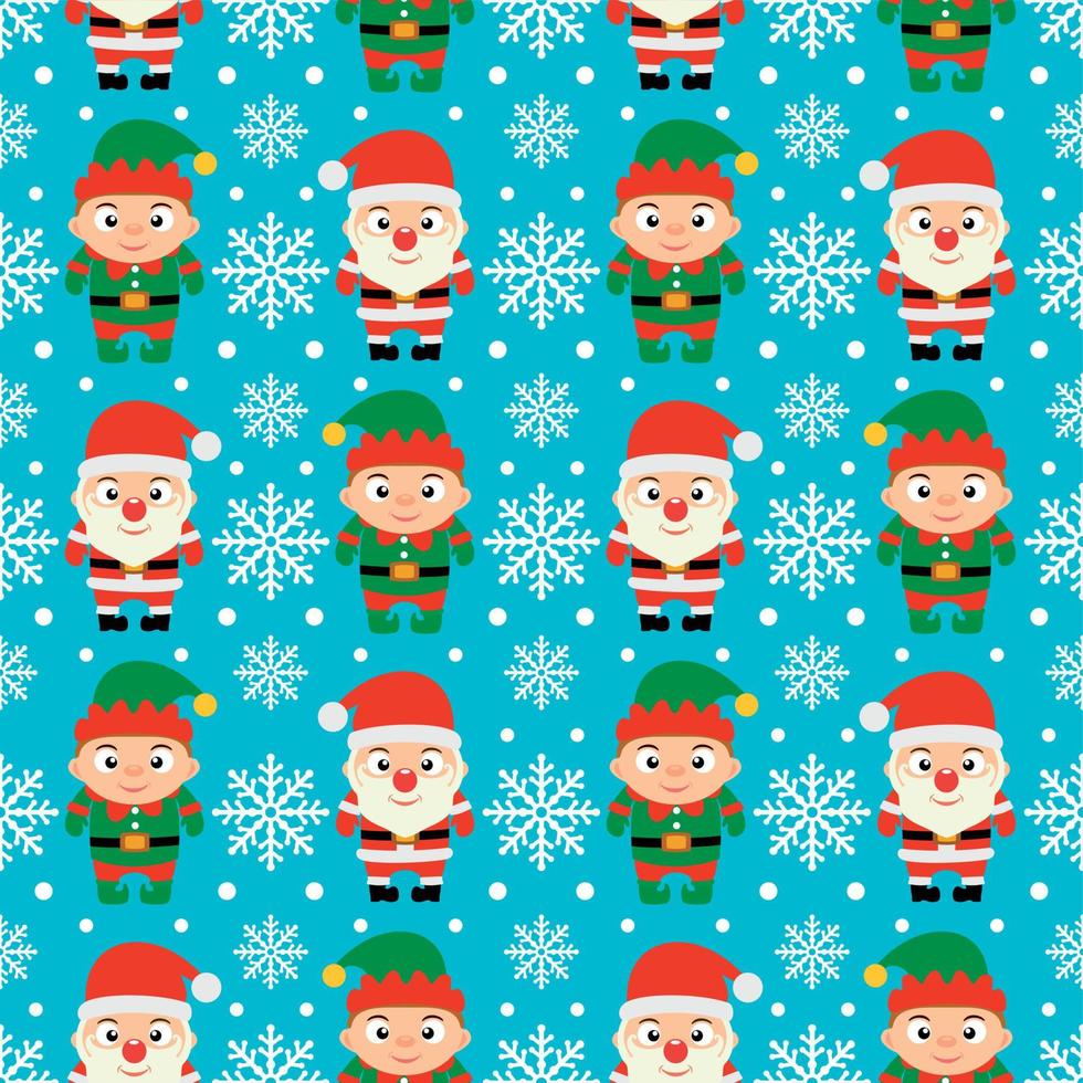 New Year seamless with kids in Santa Claus and Elf vector