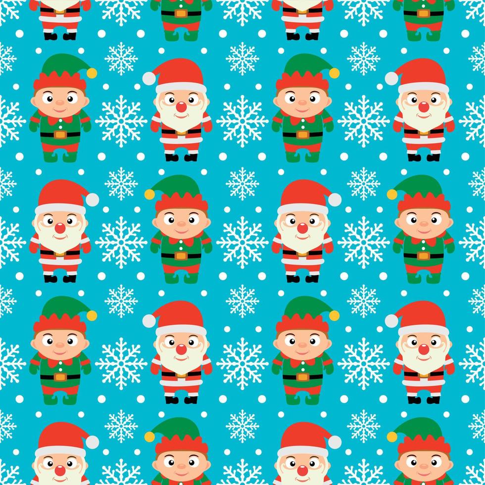 New Year seamless with kids in Santa Claus and Elf vector