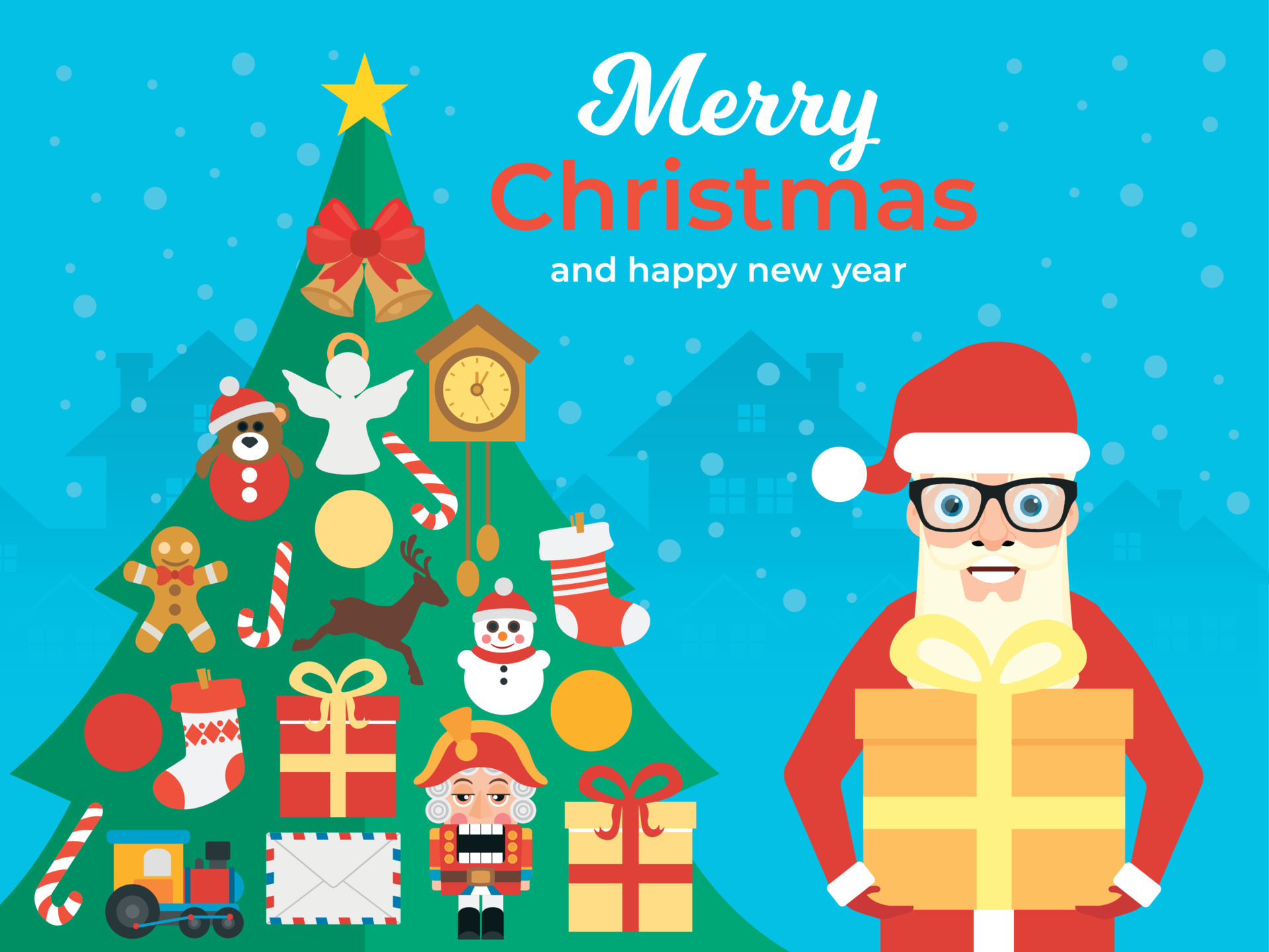 Merry Christmas And Happy New Year Greetings Concept Design Flat With merry-christmas-and-happy-new-year-greetings-concept-design-flat-with