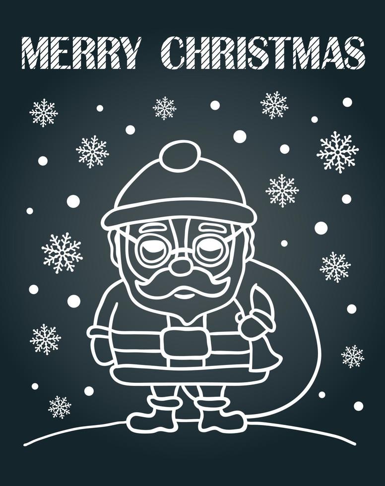 Christmas chalkboard card with Santa Claus vector