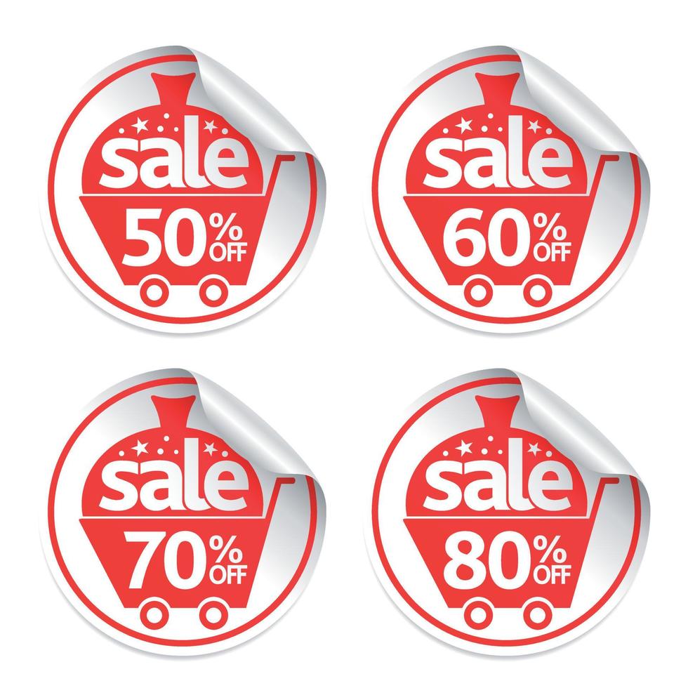 New Year stickers sale set vector