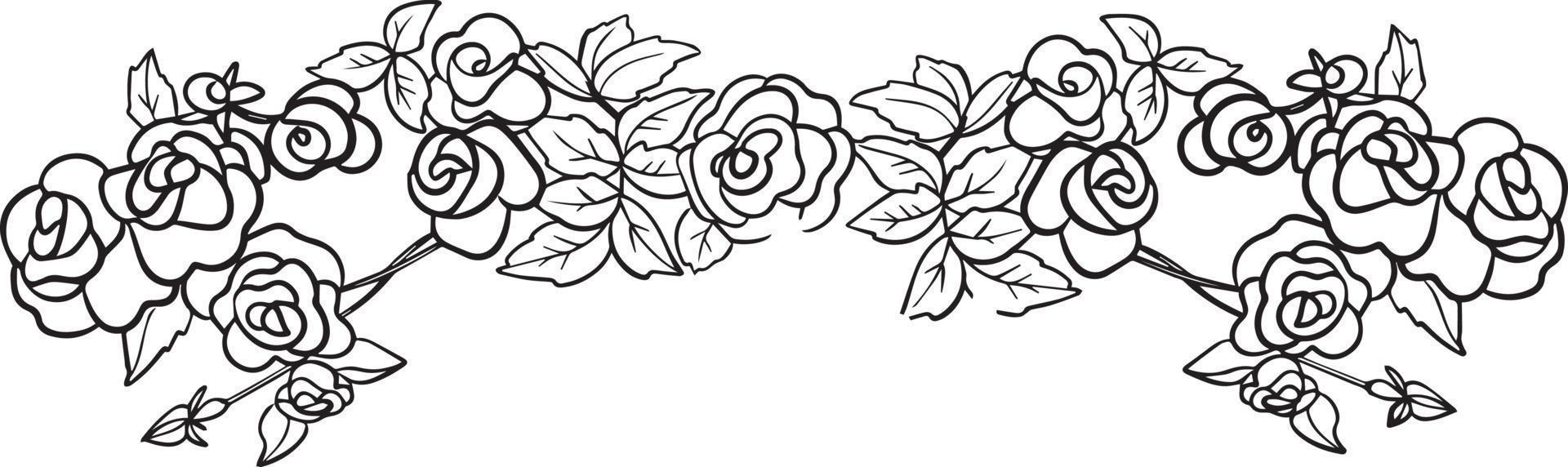 la tabla de contenido de rosas dibujo en blanco y negro. para ilustraciones y libros para colorear vector