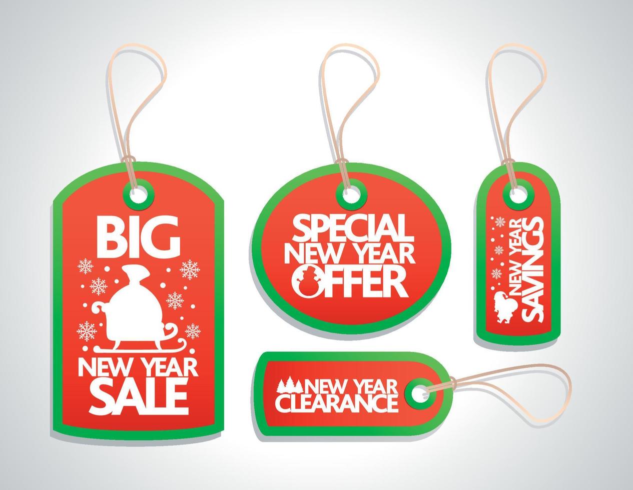 New Year Sale Tags Set ,red vector