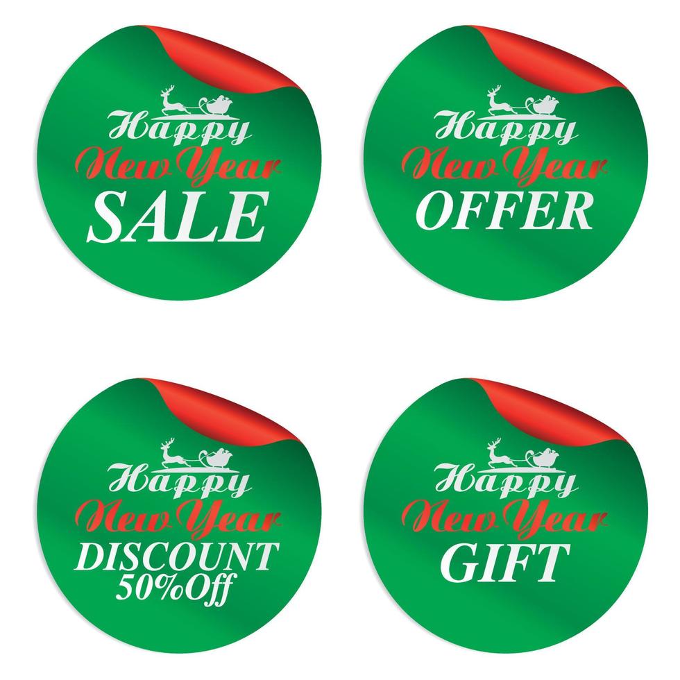 Happy New Year sale stickers set vector