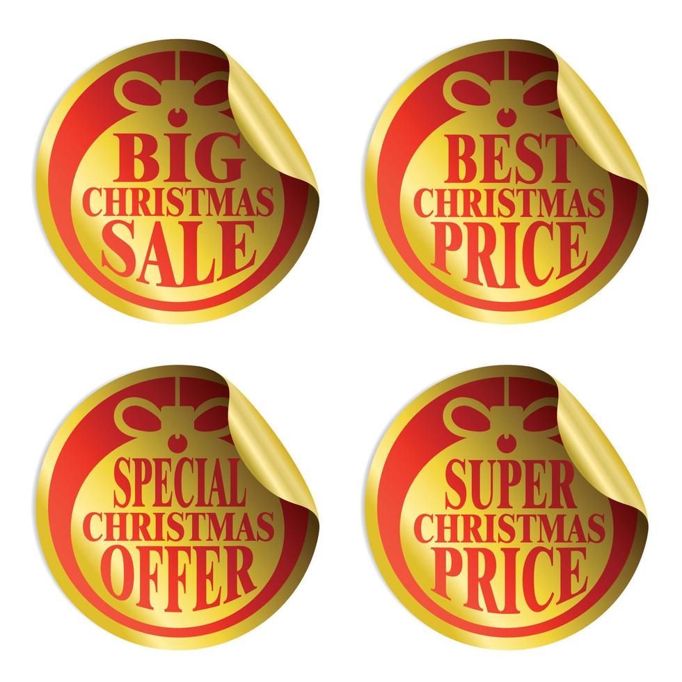 Christmas sale stickers with christmas ball big sale vector