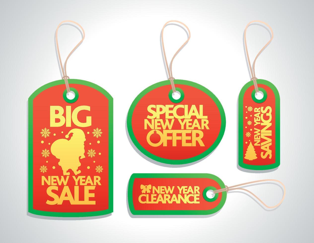 New Year sale tags with santa set vector