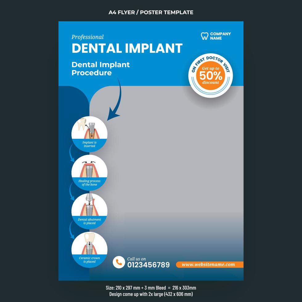 Dental care services flyer or poster template vector