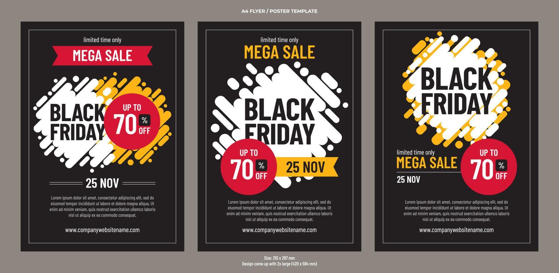 Black Friday Mega Sale Vector A4 Flyer Template