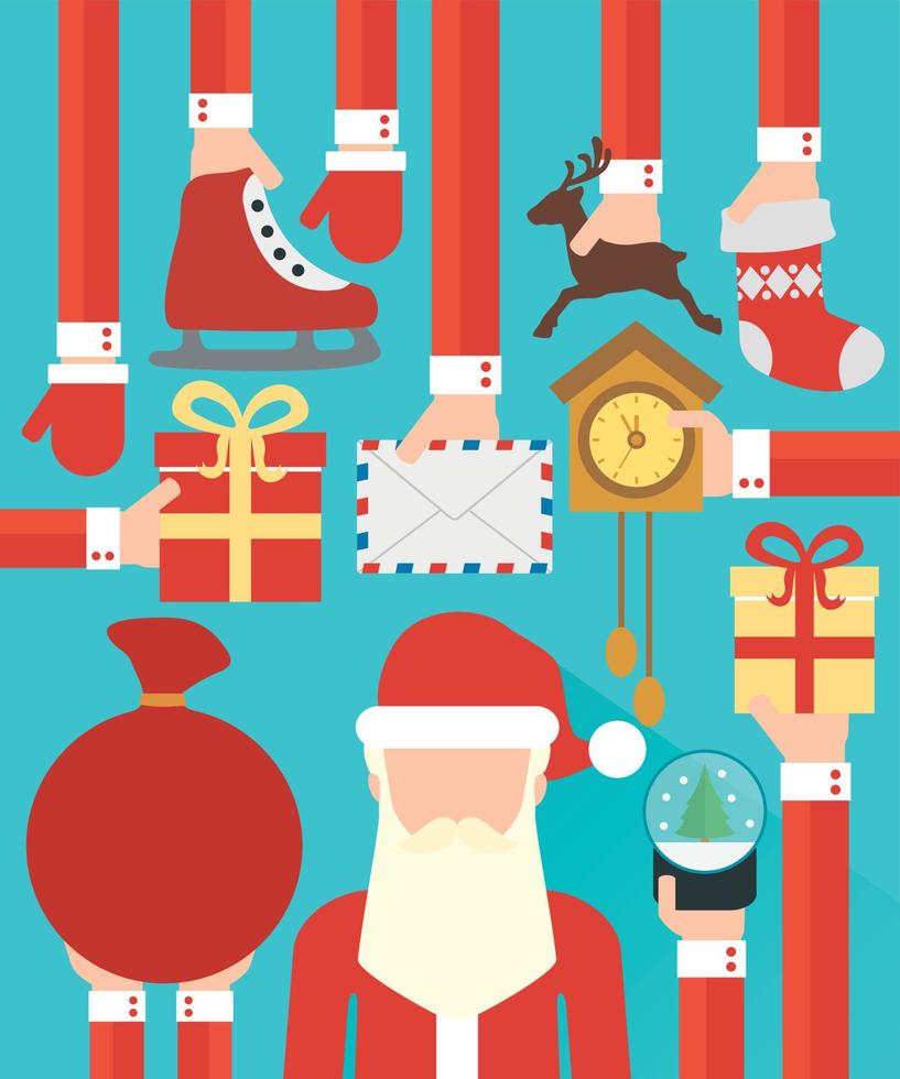 Happy New Year concept  flat design with Santa Claus vector