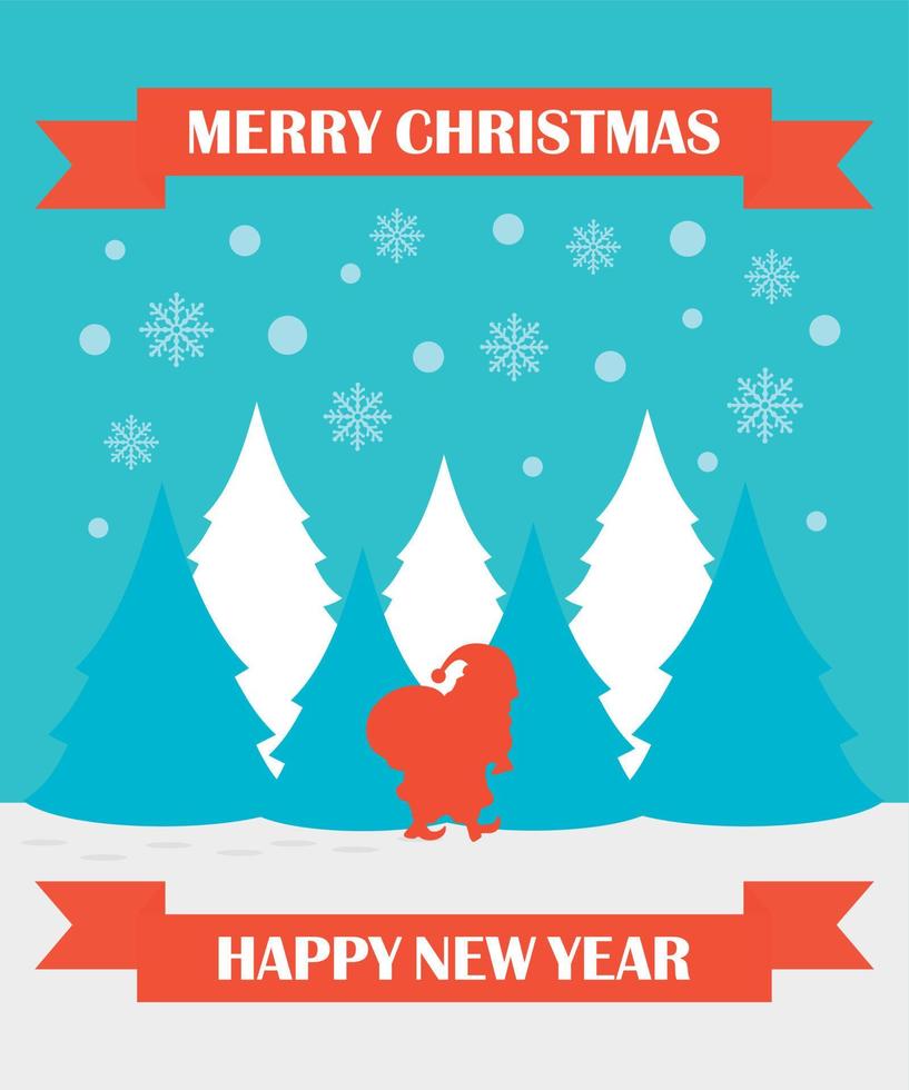 Merry Christmas and Happy New Year Greeting Card,flat concept design vector